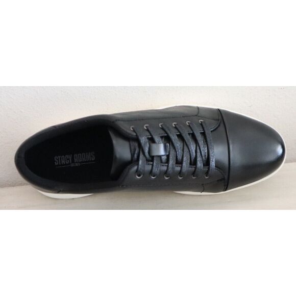 Stacy Adams 25294-001 Men's Sz 9.5M Black Leather Hawkins Cap Toe Sneakers - Picture 4 of 11
